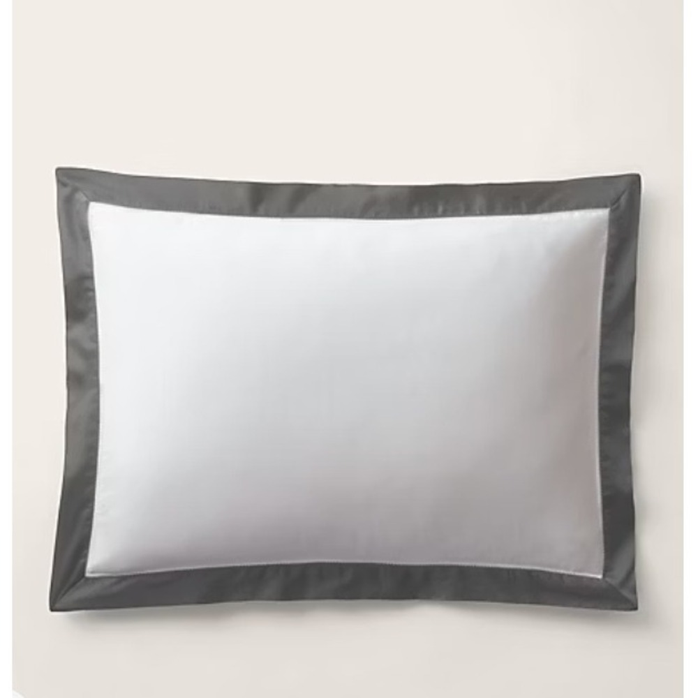 NEW Ralph Lauren Organic Cotton Sateen Border‎ King Sham Graphite
